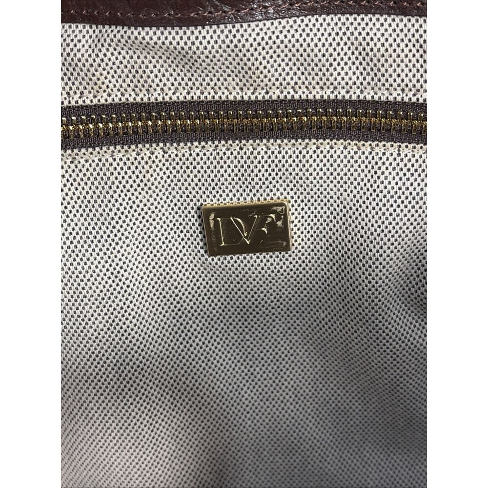 Diane von Furstenberg Addison Burgundy Ostrich Embroidered Leather Tote - Picture 9 of 13